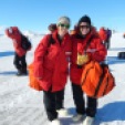 Maggie and Allie, just off the plane in Antarctica.